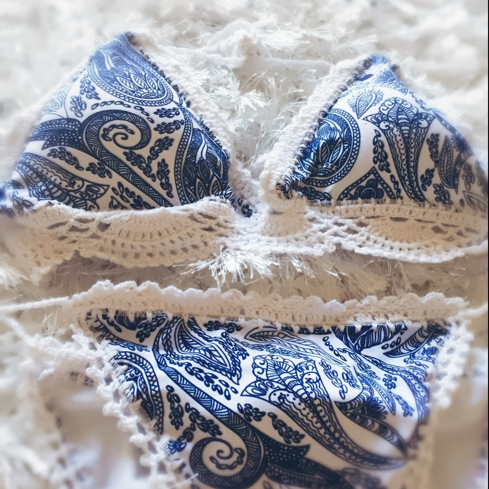 Nasty Gal NWT Women's XL Crochet White Bikini - Picture 1 of 2